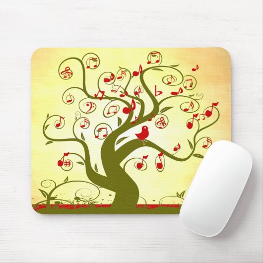 Schattigee Bird Swirl Tree MousePad Muismat (Met muis)