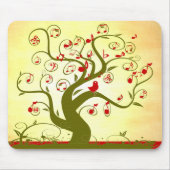 Schattigee Bird Swirl Tree MousePad Muismat (Voorkant)