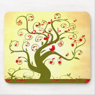 Schattigee Bird Swirl Tree MousePad Muismat