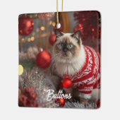 Schattigee Birman Cat Christmas gepersonaliseerd O Keramisch Ornament (Links)