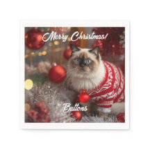 Schattigee Birman Cat Christmas gepersonaliseerd p