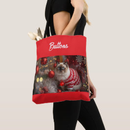 Schattigee Birman Cat Christmas gepersonaliseerd Tote Bag