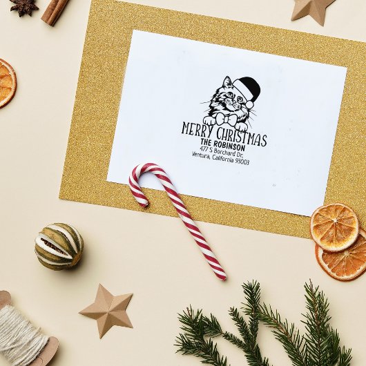 Schattigee Birman Cat Retour Adres Kerst Rubberstempel