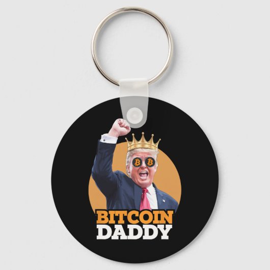 Schattigee Bitcoin Daddy Trump Crypto King Money E Sleutelhanger (Voorkant)