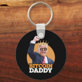 Schattigee Bitcoin Daddy Trump Crypto King Money E Sleutelhanger (Voorkant)