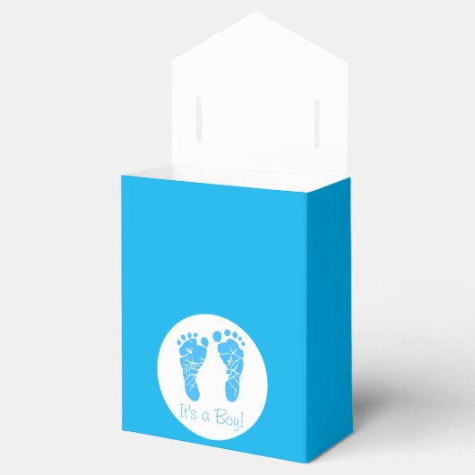 Schattigee Biue Baby Footprints Het is een jongen  Bedankdoosjes (Geopend)