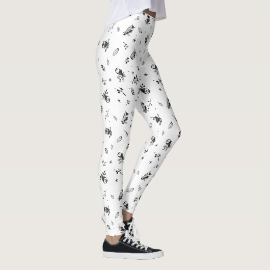 Schattigee Black and White Uilen Leggings (Rechts)