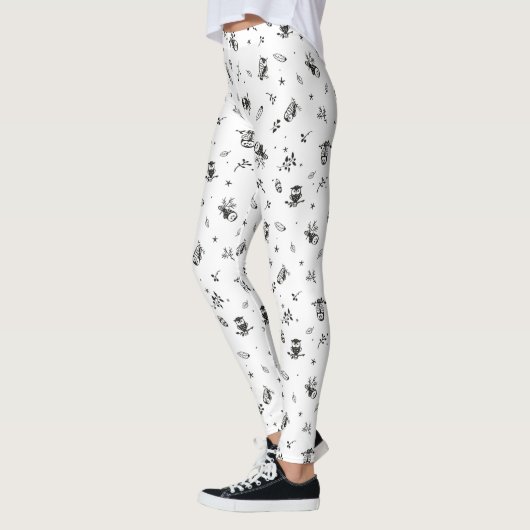 Schattigee Black and White Uilen Leggings (Links)