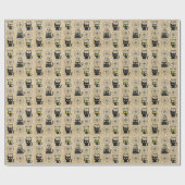 Schattigee Black Cat en Cadeau-Gold Glitter-Meow P Cadeaupapier (Vlak)