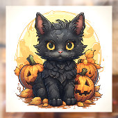 Schattigee Black Cat en Jack-o-Lanterns Raamsticker (Vel 2)