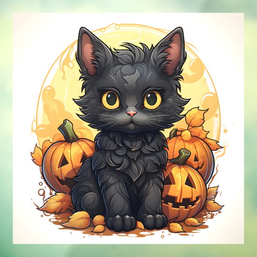 Schattigee Black Cat en Jack-o-Lanterns Raamsticker (Vel 3)