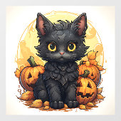 Schattigee Black Cat en Jack-o-Lanterns Raamsticker (Vel)