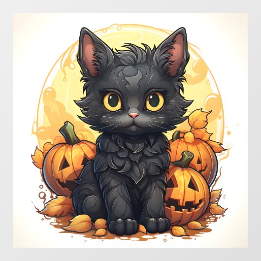 Schattigee Black Cat en Jack-o-Lanterns Raamsticker (Vel)