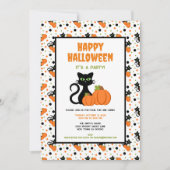 Schattigee Black Cat en pompoenen Happy Halloween Kaart (Voorkant)