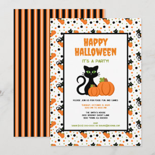Schattigee Black Cat en pompoenen Happy Halloween Kaart