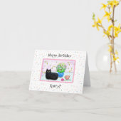  Schattigee Black Cat met Bloemen Verjaardag Kaart (Gele Bloem)