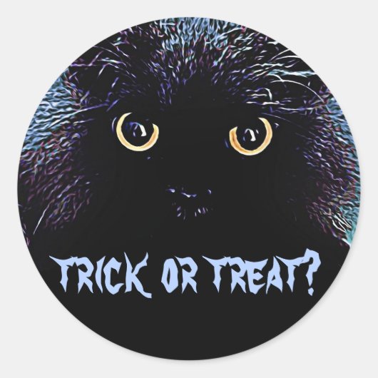 Schattigee Black Cat Trick or treat Stickers (Voorkant)