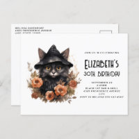 Schattigee Black Cat Witch's Pet Verjaardagsuitnod