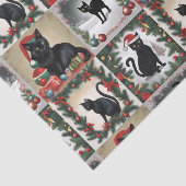 Schattigee Black Cats Christmas Collage voor katte Tissuepapier (Detail)