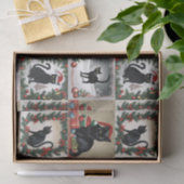 Schattigee Black Cats Christmas Collage voor katte Tissuepapier (Geschenk)