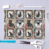 Schattigee Black Cats Christmas Collage voor katte Tissuepapier (Craft)