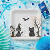 Schattigee Black Cats Halloween Party Papieren Bordje (Feest)