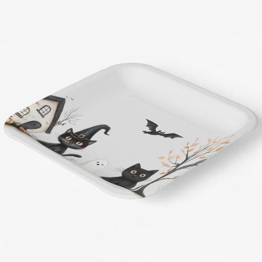 Schattigee Black Cats Halloween Party Papieren Bordje (Gebogen)