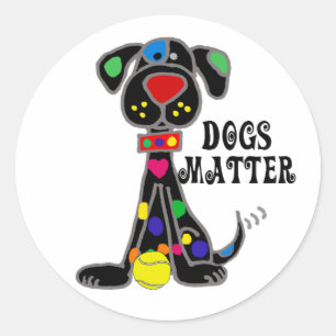 Schattigee Black Dog Dogs Matter Cartoon Ronde Sticker