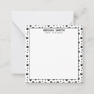 Schattigee Black Dog Paws and Hearts - Gepersonali Notitiekaartje