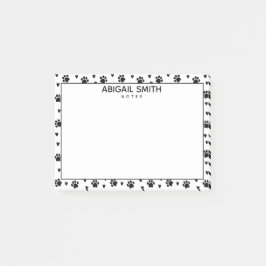 Schattigee Black Dog Paws and Hearts - Gepersonali Post-it® Notes