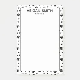 Schattigee Black Dog Paws and Hearts - Gepersonali Post-it® Notes