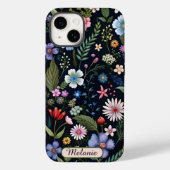 Schattigee Black Floral Wildflower naam Case-Mate iPhone Case (Achterkant)