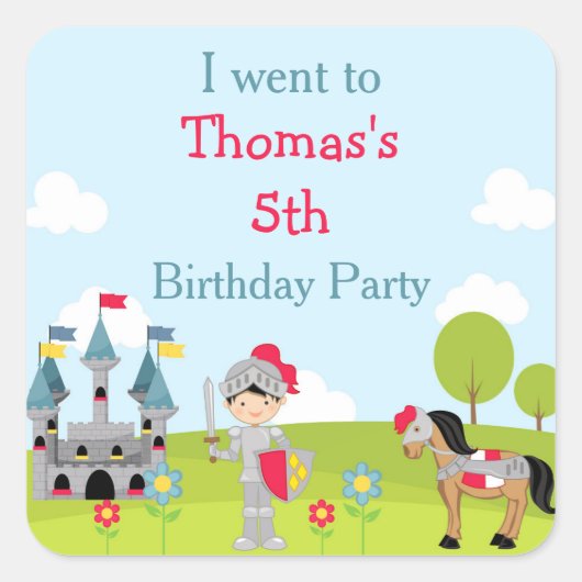 Schattigee Black Hair Knight 'Ik ging naar' Vierkante Sticker (Voorkant)