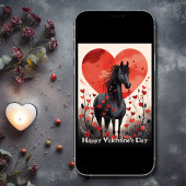 Schattigee Black Horse and Hearts Valentijnsdag Feestdagen Kaart