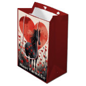 Schattigee Black Horse and Hearts Valentijnsdag Medium Cadeauzakje (Voorkant Gekanteld)