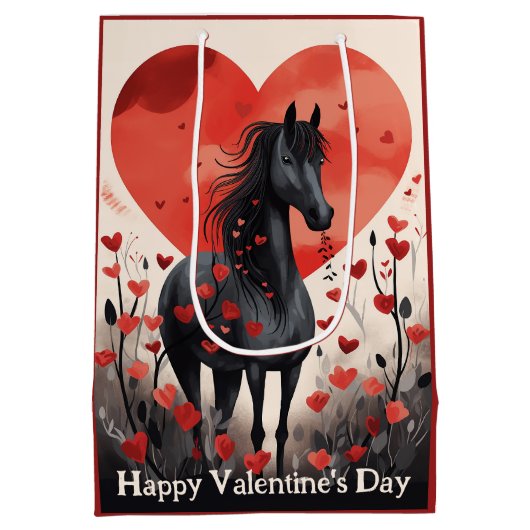 Schattigee Black Horse and Hearts Valentijnsdag Medium Cadeauzakje (Achterkant)