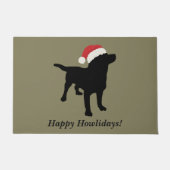 Schattigee Black Lab Dog met Kerstmis Sinterklaas  Deurmat (Voorkant)