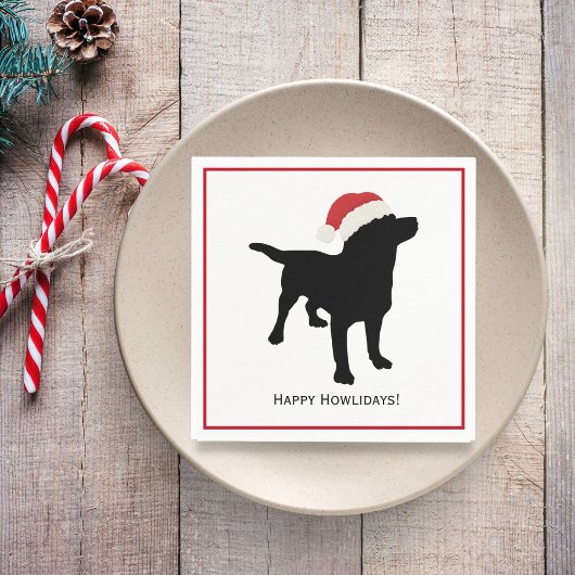 Schattigee Black Lab Dog met Kerstmis Sinterklaas Servet