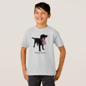 Schattigee Black Lab Hond met USA Flag, 4 juli T-shirt (Voorkant volledig)