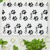 Schattigee Black Paw Pet Lover naam Keuken Theedoek (Gevouwen)