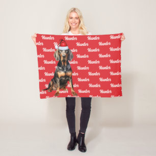 Schattigee Black Tan Coonhound Dog Kerstvakantie Fleece Deken