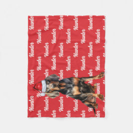 Schattigee Black Tan Coonhound Dog Kerstvakantie Fleece Deken