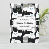 Schattigee Black White en Grey Cats Verjaardagsfee Kaart (Staand voorkant)