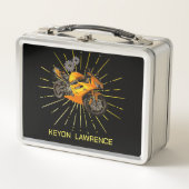 Schattigee Black & Yellow Boys Motorbike Metal Lun (Voorkant)