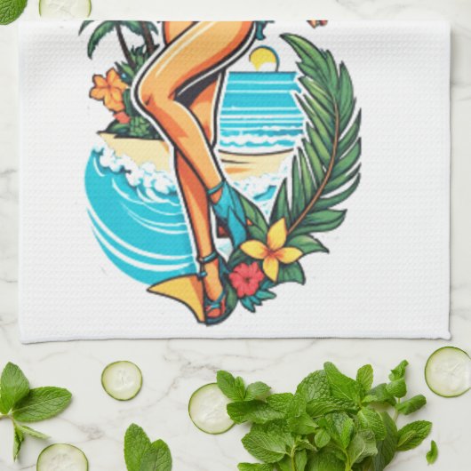 Schattigee Blackhaired Bikini Beach Girl Thunder_C Theedoek (Gevouwen)