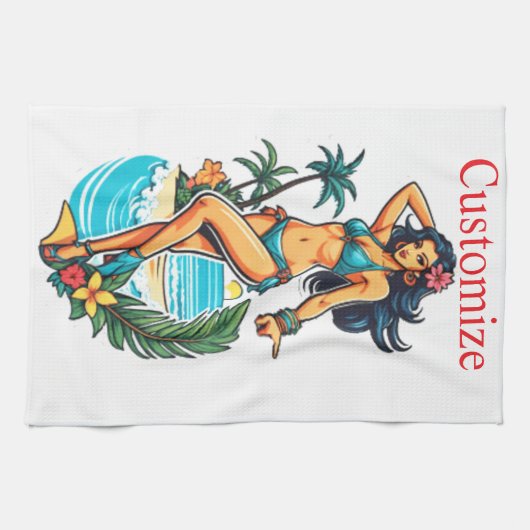 Schattigee Blackhaired Bikini Beach Girl Thunder_C Theedoek (Horizontaal)