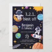 Schattigee Blast Off Space Thema Elke leeftijd Ver Kaart (Voorkant)