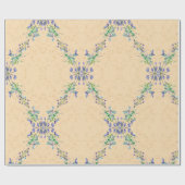 Schattigee blauw en lichtbruine bloem cadeaupapier (Vlak)