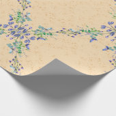 Schattigee blauw en lichtbruine bloem cadeaupapier (Hoek)