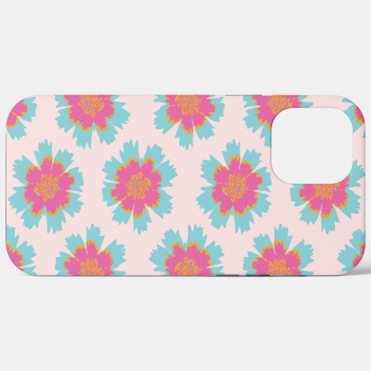 Schattigee blauw en roze bloemenprint Case-Mate iPhone case (Achterkant (horizontaal))